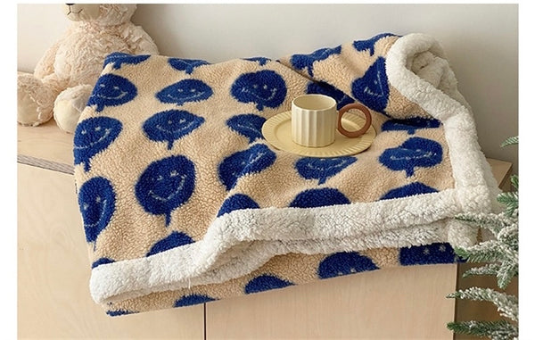 smiley happy face emoji colorful colourful soft fleece plush throw blanket living room decor homewares