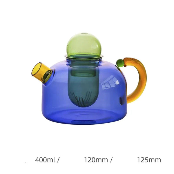 PASTEL COLORS COLOURS HEAT RESISTANT BOROSILICATE GLASS TEAPOT TEACUP TEA SET CANDY PASTEL KITCHEN AND DINING