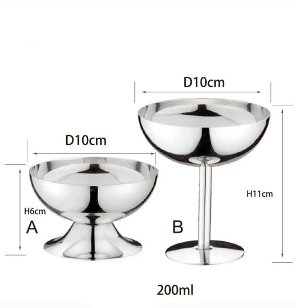 stainless steel ice cream cup dessert bowl serving dish coupe silver bauhaus inspired kitchen and dining chic stylish dinner plate