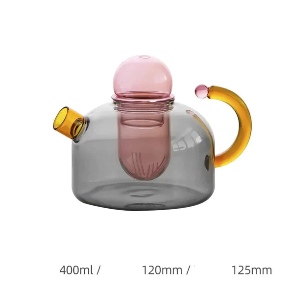 PASTEL COLORS COLOURS HEAT RESISTANT BOROSILICATE GLASS TEAPOT TEACUP TEA SET CANDY PASTEL KITCHEN AND DINING