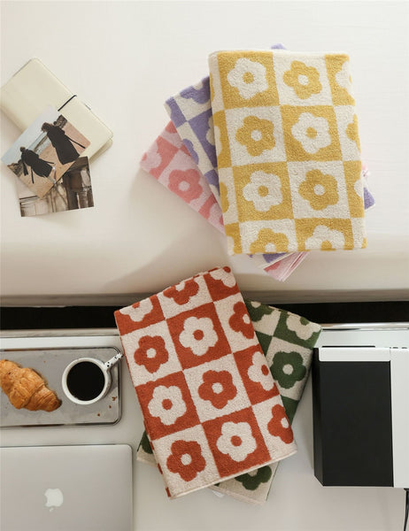colorful colourful retro checkered flower floral hand and bath towels for bathroom decoration beach towel homewares home decor interior