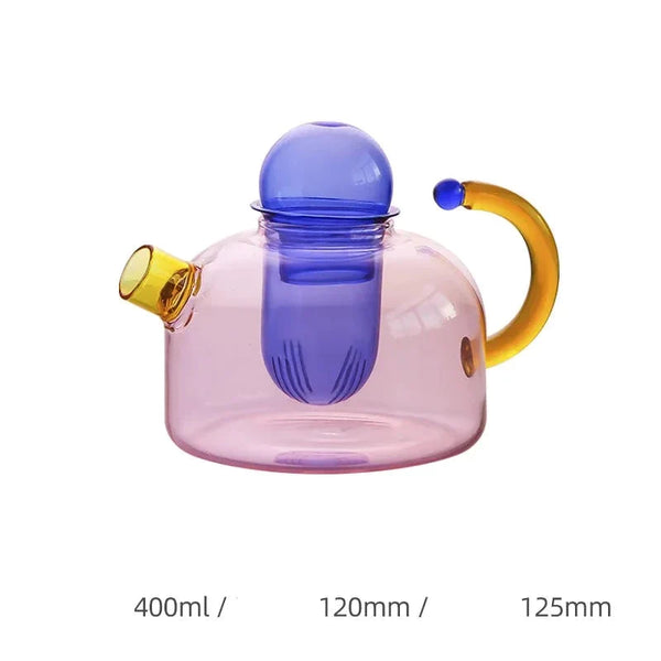 PASTEL COLORS COLOURS HEAT RESISTANT BOROSILICATE GLASS TEAPOT TEACUP TEA SET CANDY PASTEL KITCHEN AND DINING