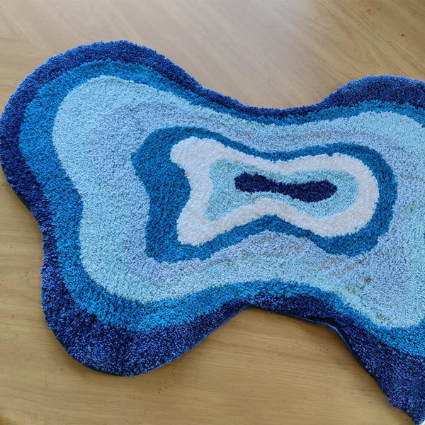 groovy labyrinth maze pattern irregular shape fun tufted rug bathroom rug bath mat home decor interiors