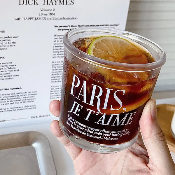Paris parisien glass tumbler mug coffee tea drinkware kitchen and dining cute tableware home accessories cooking pink glass cup
