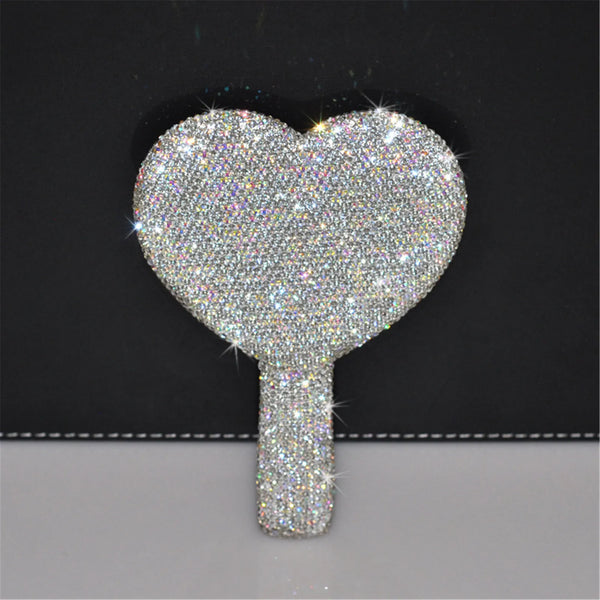 rhinestone sparkling sparkle glitter diamond handheld hand mirror vanity accessories cute heart shaped round square girly princess decor