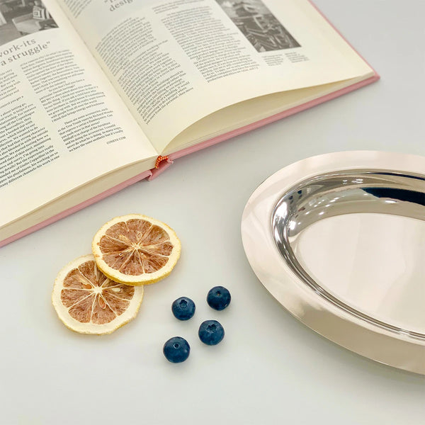 stainless steel silver serving dish platter plate tray kitchen and dining serveware bauhaus design modern chic