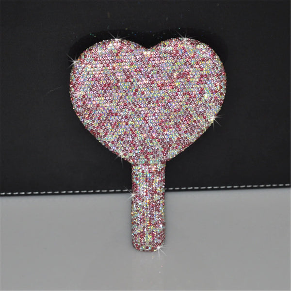 rhinestone sparkling sparkle glitter diamond handheld hand mirror vanity accessories cute heart shaped round square girly princess decor