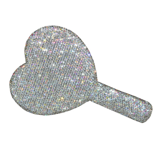 rhinestone sparkling sparkle glitter diamond handheld hand mirror vanity accessories cute heart shaped round square girly princess decor