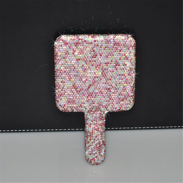rhinestone sparkling sparkle glitter diamond handheld hand mirror vanity accessories cute heart shaped round square girly princess decor