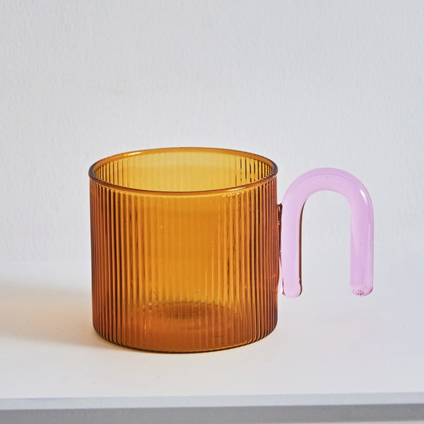 colorful colourful ripple glass mug cup tea and coffee with unique handle pastel kitchen accessories glass mug