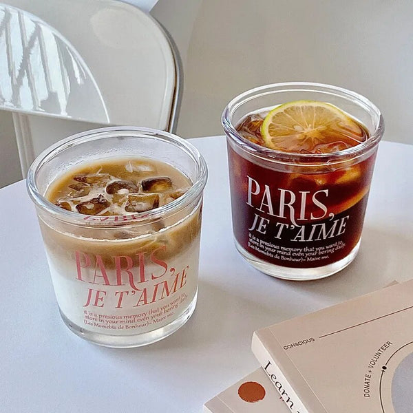 Paris parisien glass tumbler mug coffee tea drinkware kitchen and dining cute tableware home accessories cooking pink glass cup