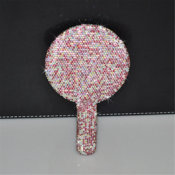 rhinestone sparkling sparkle glitter diamond handheld hand mirror vanity accessories cute heart shaped round square girly princess decor