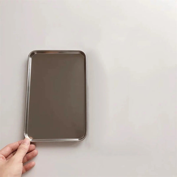 stainless steel silver serving dish platter plate tray kitchen and dining serveware bauhaus design modern chic