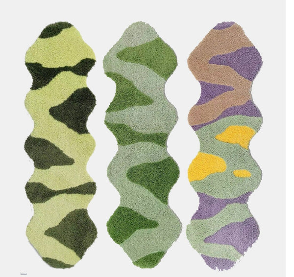 colorful camo print tufted wavy squiggle rug home decor fun homes interior maximalist geometric print