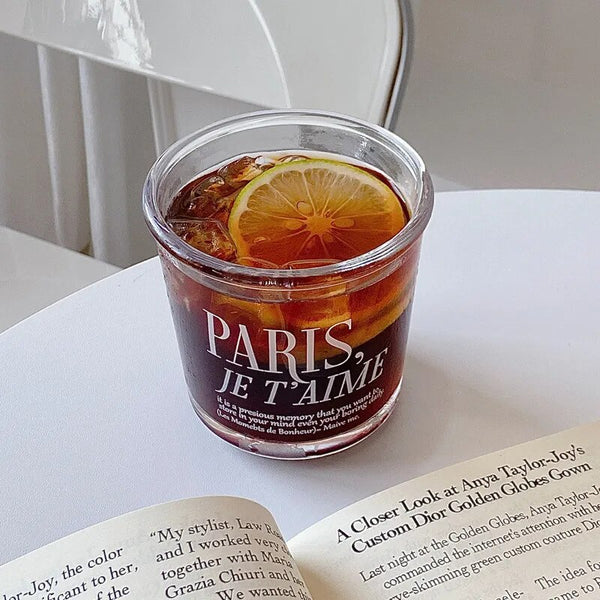 Paris parisien glass tumbler mug coffee tea drinkware kitchen and dining cute tableware home accessories cooking pink glass cup