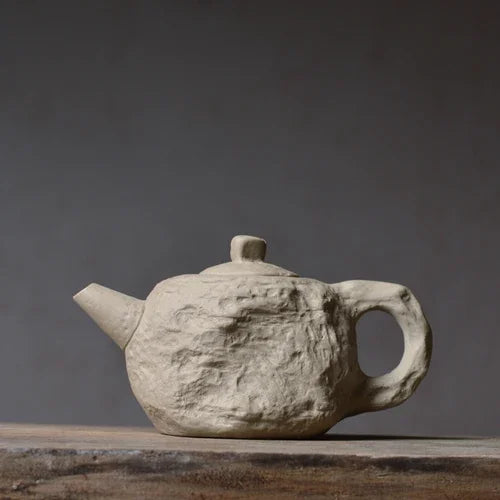wabi sabi nordic japandi teapot set with two cups stone natural tea party tea pot espresso cup kitchen and dining