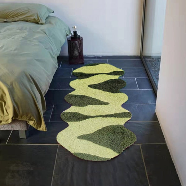 colorful camo print tufted wavy squiggle rug home decor fun homes interior maximalist geometric print