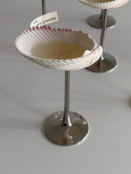handmade pearl seashell sea shell champagne glass coupe glass kitchen and dining glassware home accessories drinkware decor interior design cute aesthetic decor martini glass cocktail