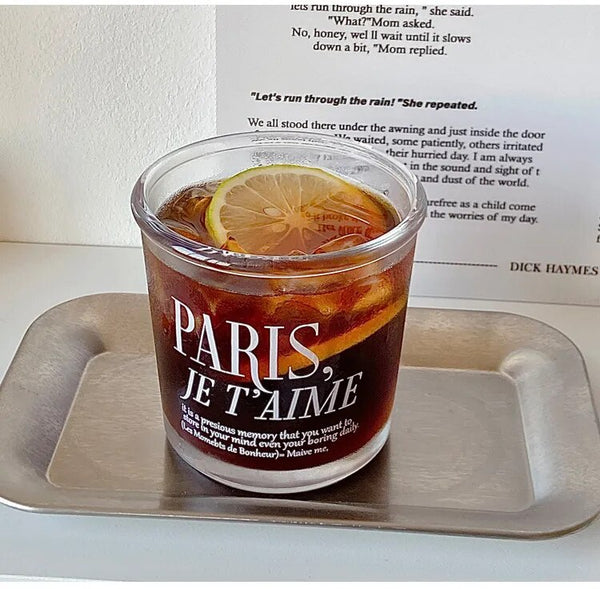 Paris parisien glass tumbler mug coffee tea drinkware kitchen and dining cute tableware home accessories cooking pink glass cup