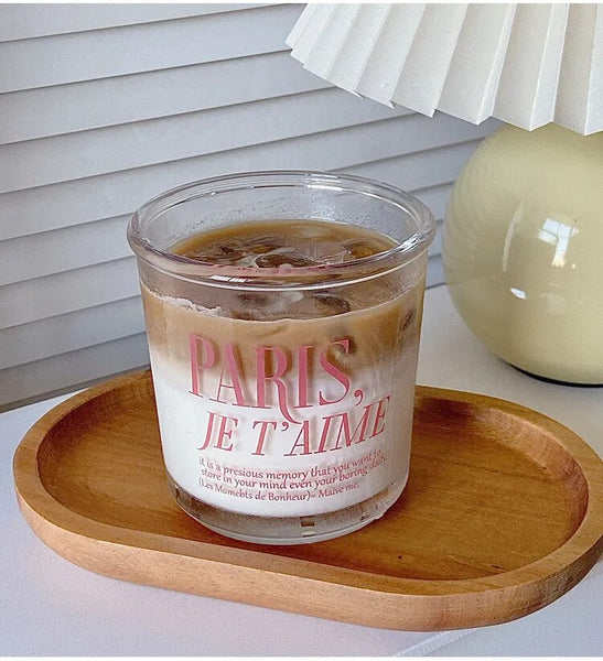 Paris parisien glass tumbler mug coffee tea drinkware kitchen and dining cute tableware home accessories cooking pink glass cup