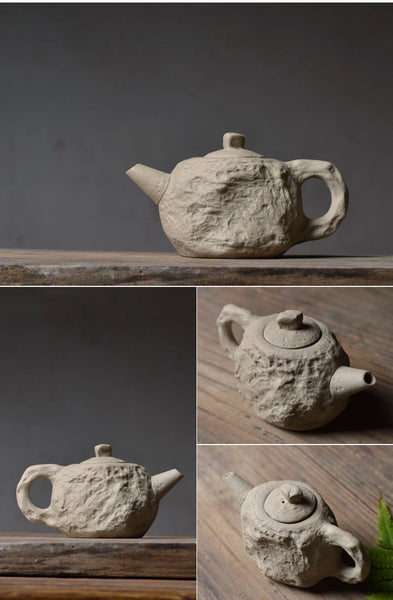 wabi sabi nordic japandi teapot set with two cups stone natural tea party tea pot espresso cup kitchen and dining