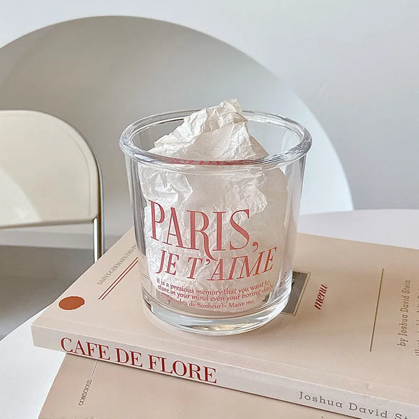 Paris parisien glass tumbler mug coffee tea drinkware kitchen and dining cute tableware home accessories cooking pink glass cup