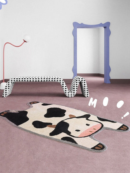 cute fluffy cow moo rug for nursery nurseries kids room area rug maximalist home animal decor
