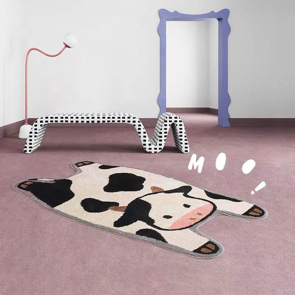 cute fluffy cow moo rug for nursery nurseries kids room area rug maximalist home animal decor