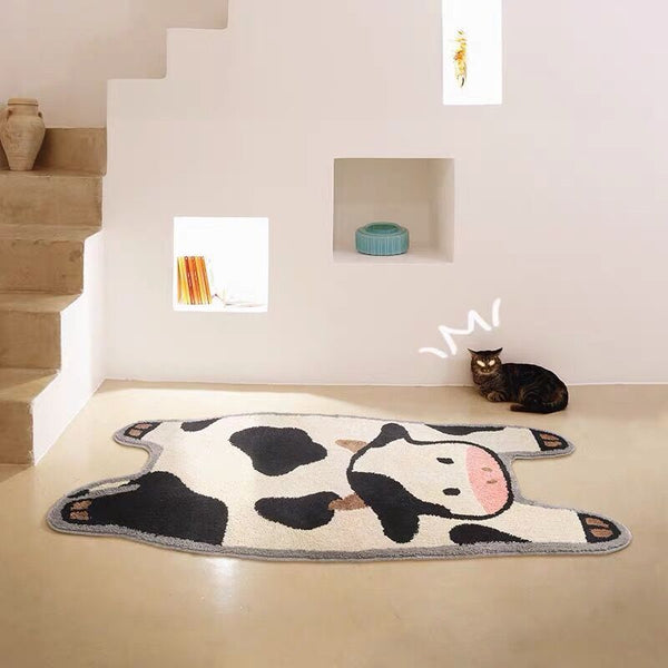cute fluffy cow moo rug for nursery nurseries kids room area rug maximalist home animal decor