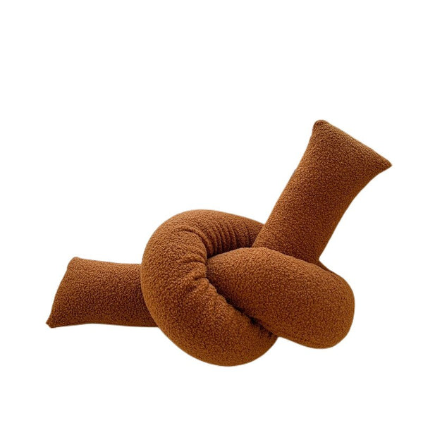 knot twist chain squiggle worm plush throw pillows decorative cushions neutral tones fun shaped earthy minimal nordic home decor living room sofa styling