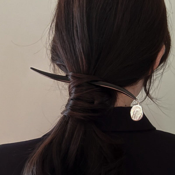 minimal pearl drop hair stick black wave elegant hair fork updo hair accessories jewelry