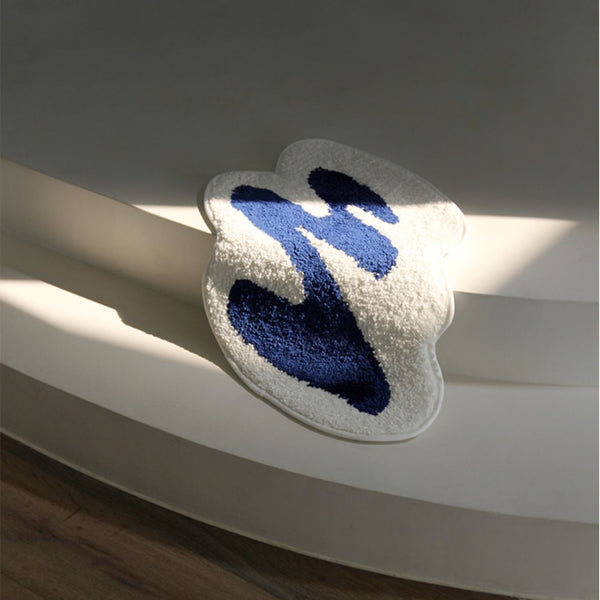 abstract print irregular shaped area rug mini rug bathroom bath mat bathmat colorful fun homewares soft furnishing
