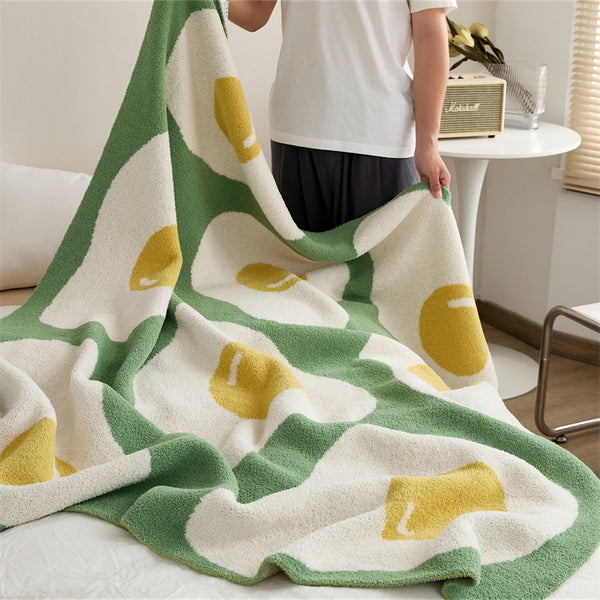 egg sunny side up print throw blanket sofa topping bed cover home decor homewares plush cotton