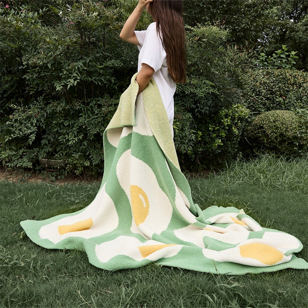 egg sunny side up print throw blanket sofa topping bed cover home decor homewares plush cotton