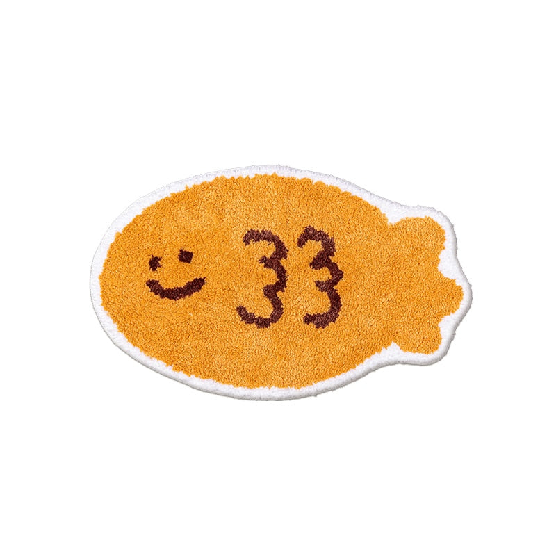 Happy Taiyaki Bath Mat / Cute Yellow Fish Rug – Peppery Home