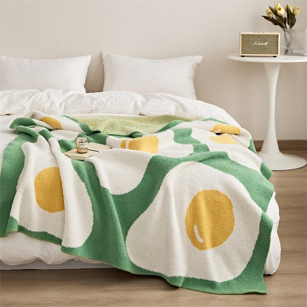 egg sunny side up print throw blanket sofa topping bed cover home decor homewares plush cotton