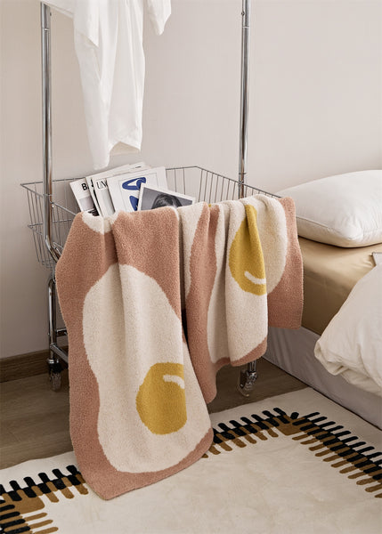 egg sunny side up print throw blanket sofa topping bed cover home decor homewares plush cotton