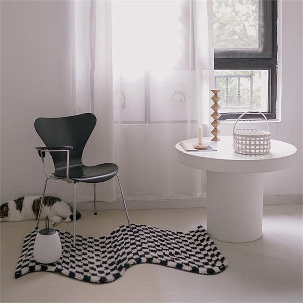 squiggle wavy tufted carpet area rug checkerboard checkers grids fun home decor y2k homewares retro vintage inspired colorful colourful maximalist