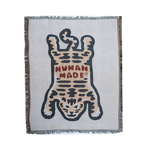 tiger fun print orange throw woven blanket tapestry couch living room bedroom decor soft cotton