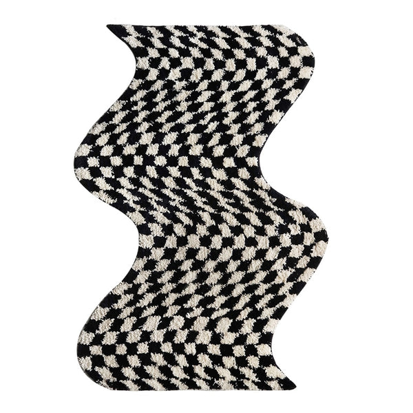 squiggle wavy tufted carpet area rug checkerboard checkers grids fun home decor y2k homewares retro vintage inspired colorful colourful maximalist