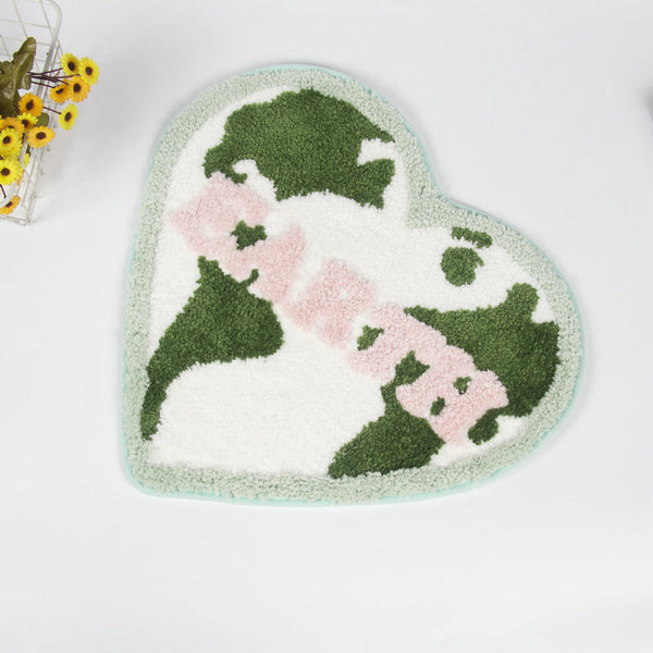 heart shaped cow print hello hello area rug bath mat bathroom rug home decor homewares tufted soft rugsheart shaped cow print hello hello area rug bath mat bathroom rug home decor homewares tufted soft rugs
