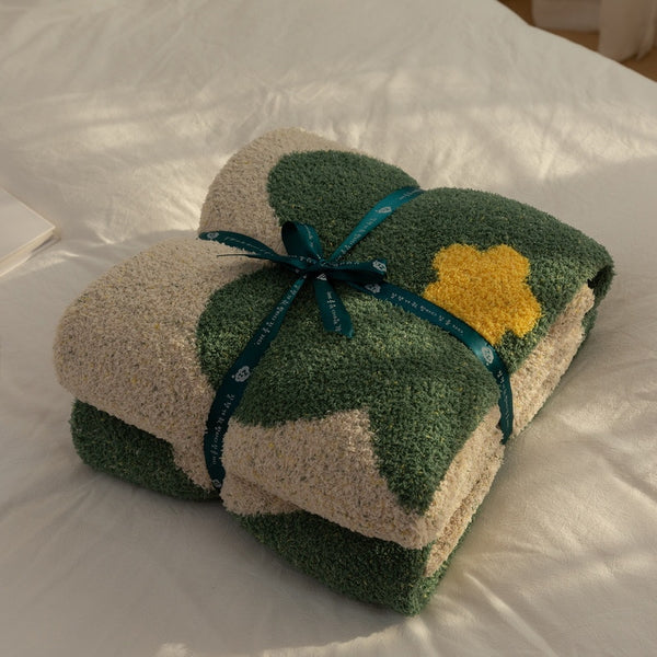 floral cozy soft plush throw blanket sofa topping cotton flowers print colorful colourful