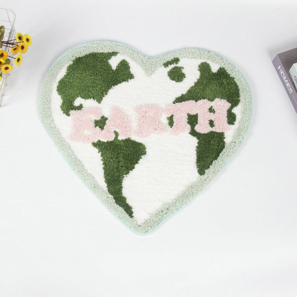 heart shaped cow print hello hello area rug bath mat bathroom rug home decor homewares tufted soft rugs
