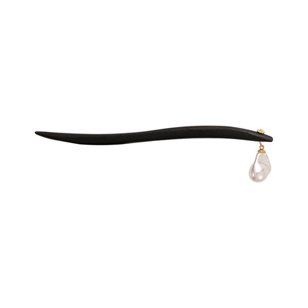 minimal pearl drop hair stick black wave elegant hair fork updo hair accessories jewelry