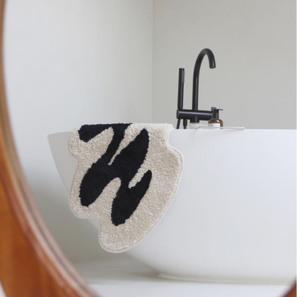 abstract print irregular shaped area rug mini rug bathroom bath mat bathmat colorful fun homewares soft furnishing