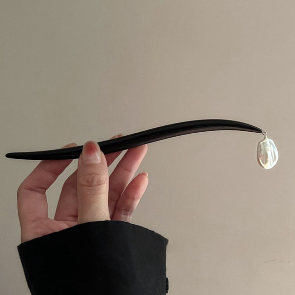 minimal pearl drop hair stick black wave elegant hair fork updo hair accessories jewelry