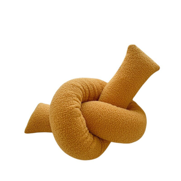 knot twist chain squiggle worm plush throw pillows decorative cushions neutral tones fun shaped earthy minimal nordic home decor living room sofa styling