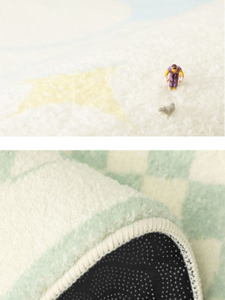 pastel color colour checkerboard checkers wavy irregular area rug mat home decor
