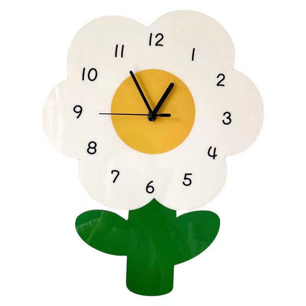 flower daisy tulip wall decor clock nursery bedroom decor children room cartoon cute pink spring accessories