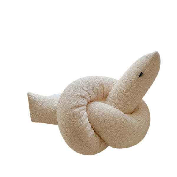 knot twist chain squiggle worm plush throw pillows decorative cushions neutral tones fun shaped earthy minimal nordic home decor living room sofa styling